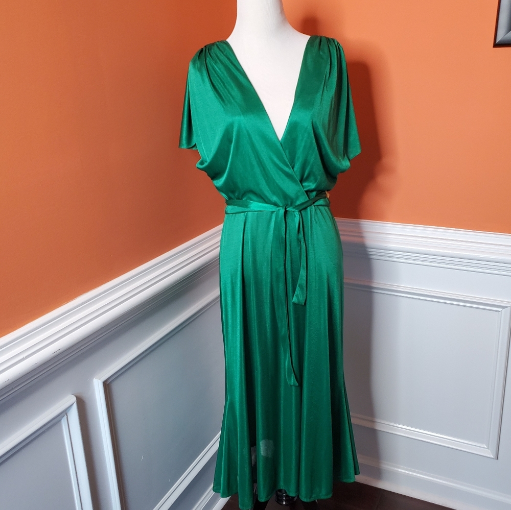 Emerald Green Sheer Vintage Dress